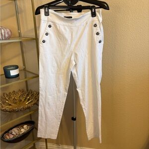 Counterparts White Sailor Pants Nautical Button Front Slim Ankle Trousers Size M